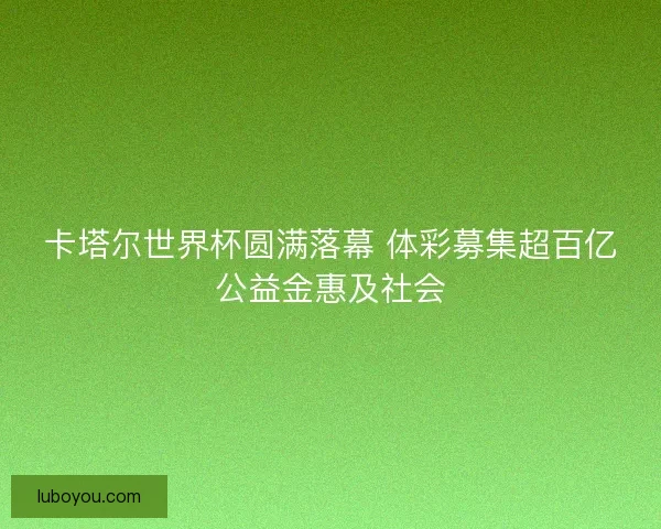 卡塔尔世界杯圆满落幕 体彩募集超百亿公益金惠及社会